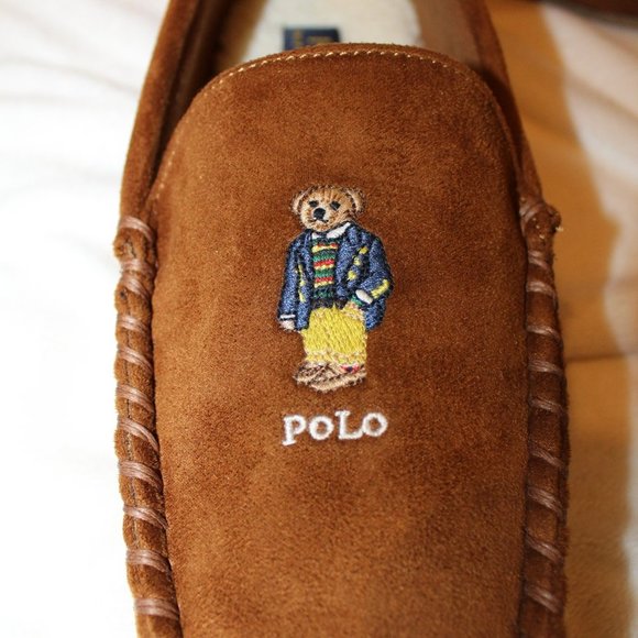 NIB POLO RALPH LAUREN MEN'S BEAR SUEDE COMFORT SLIPPERS SHOES‎ - Picture 3 of 6